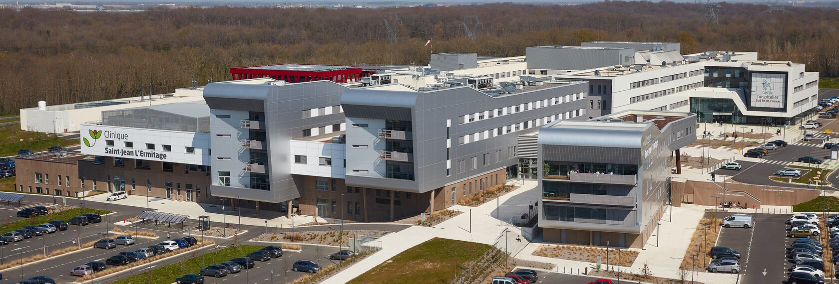 CI 45 Doors, CI 45 Windows, XS 50-BR window, CW 50 Standard Façades, CW 50 Façades, CS 77 Fire Proof Windows and CW 50-SC Façades - Groupe Hospitalier Melun-Sénart located in Dammarie Les Lys, France