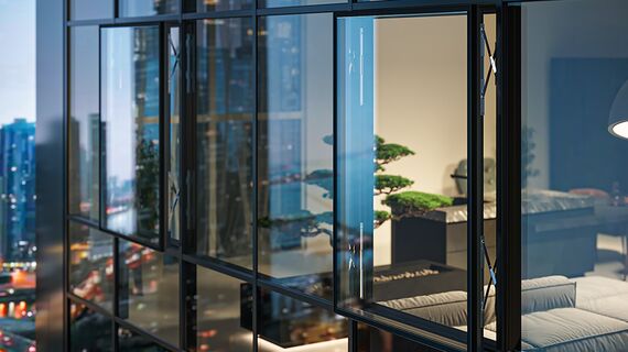 Parallel opening window providing natural ventilation for high-rise building.